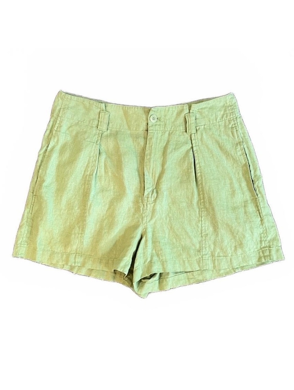 Madewell Green 100% Linen High-Waisted Summer Vacation Shorts